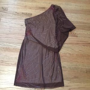 Holiday Dress. BCBG One shoulder Beaded Dress